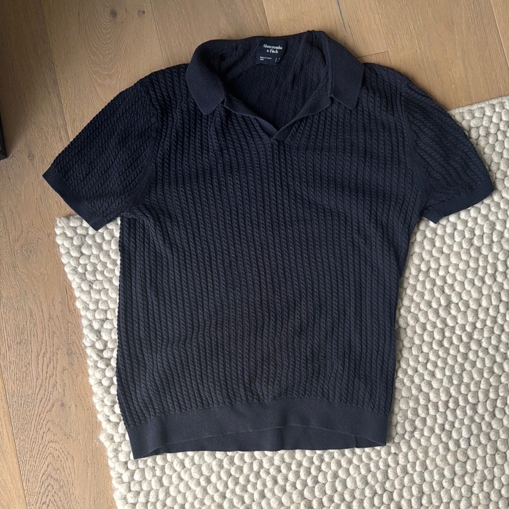 Navy Knit Polo Shirt